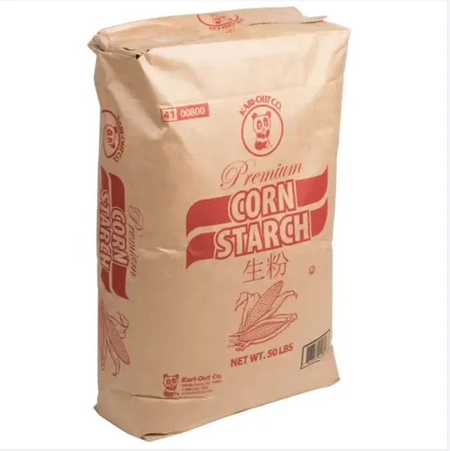 Biodegradable Kraft Paper Wheat Flour Packaging Bag 10 Kg 25Kg 50Kg Multiwall Moisture Protection Food Grade Packaging Bags