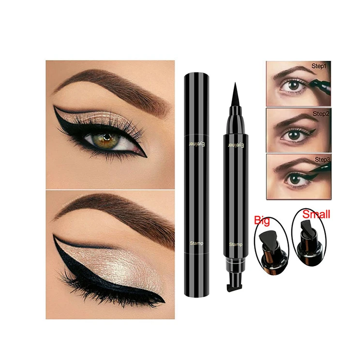 Wholesale Waterproof Makeup Custom Plain Black Eye Liner No Logo Liquid Double Ends Eyeliner