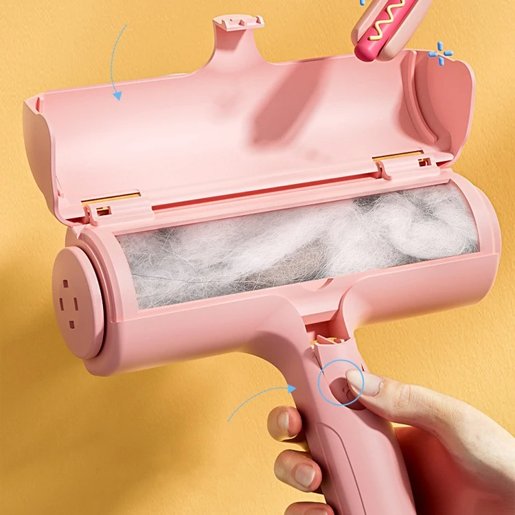 Cartoon Pet Adhesive Hair Removal Electrostatic Brush for Small Animal Carpet & Sofa Roller Cleaning