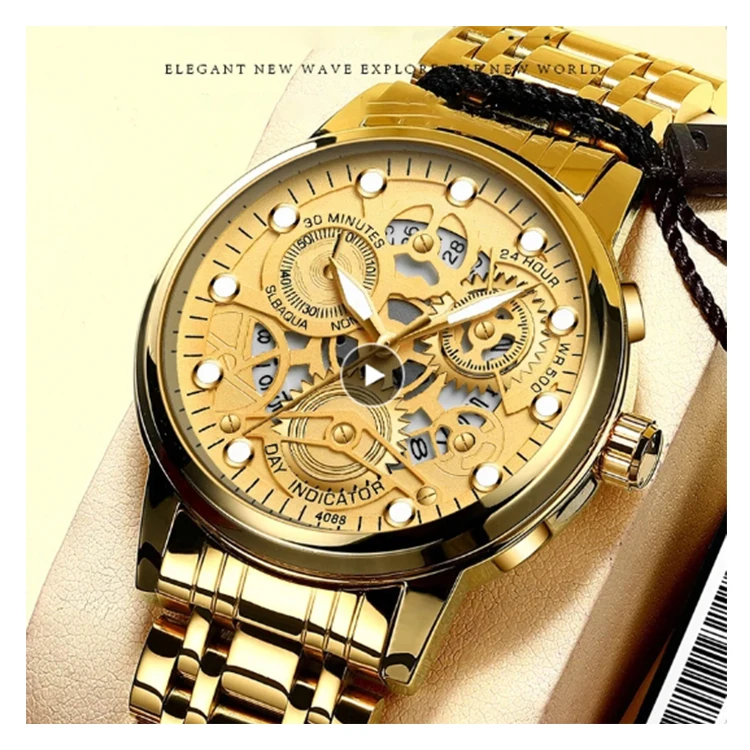 Fngeen 4088 Stainless Steel Quartz Watch Jam Tangan Montres Reloj Men Waterproof Luminous Hands Fashion Business Luxury Watches