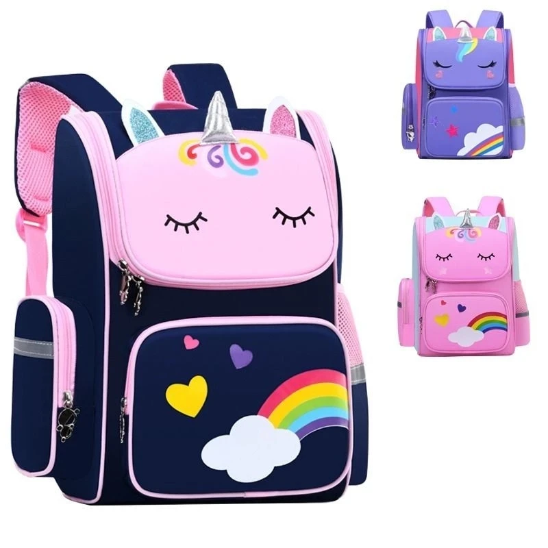 New Large Schoolbag Cute Student School Backpack Cartoon Unicorn Bagpack Primary School Book Bags for Teenager Girls Kids
