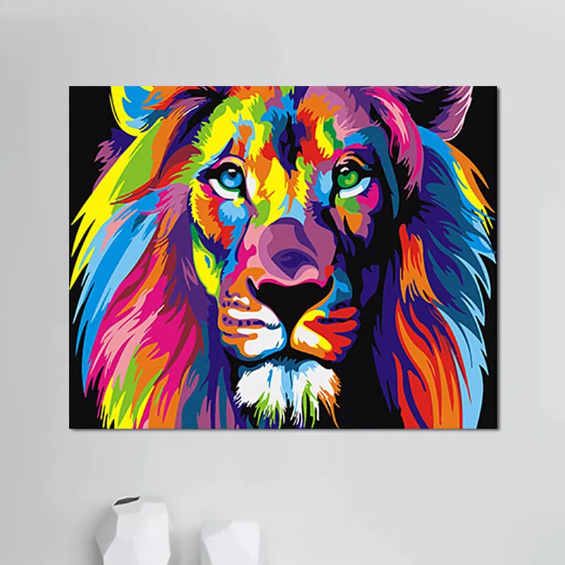 Рисование по номерам животных, Картина на холсте для взрослых детей Картина маслом рисунок на холсте Декор для дома подарок