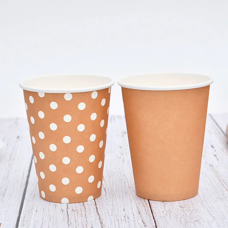 ECO friendly wholesale food grade raw custom logo printed disposable single wall paper cups for hot coffee