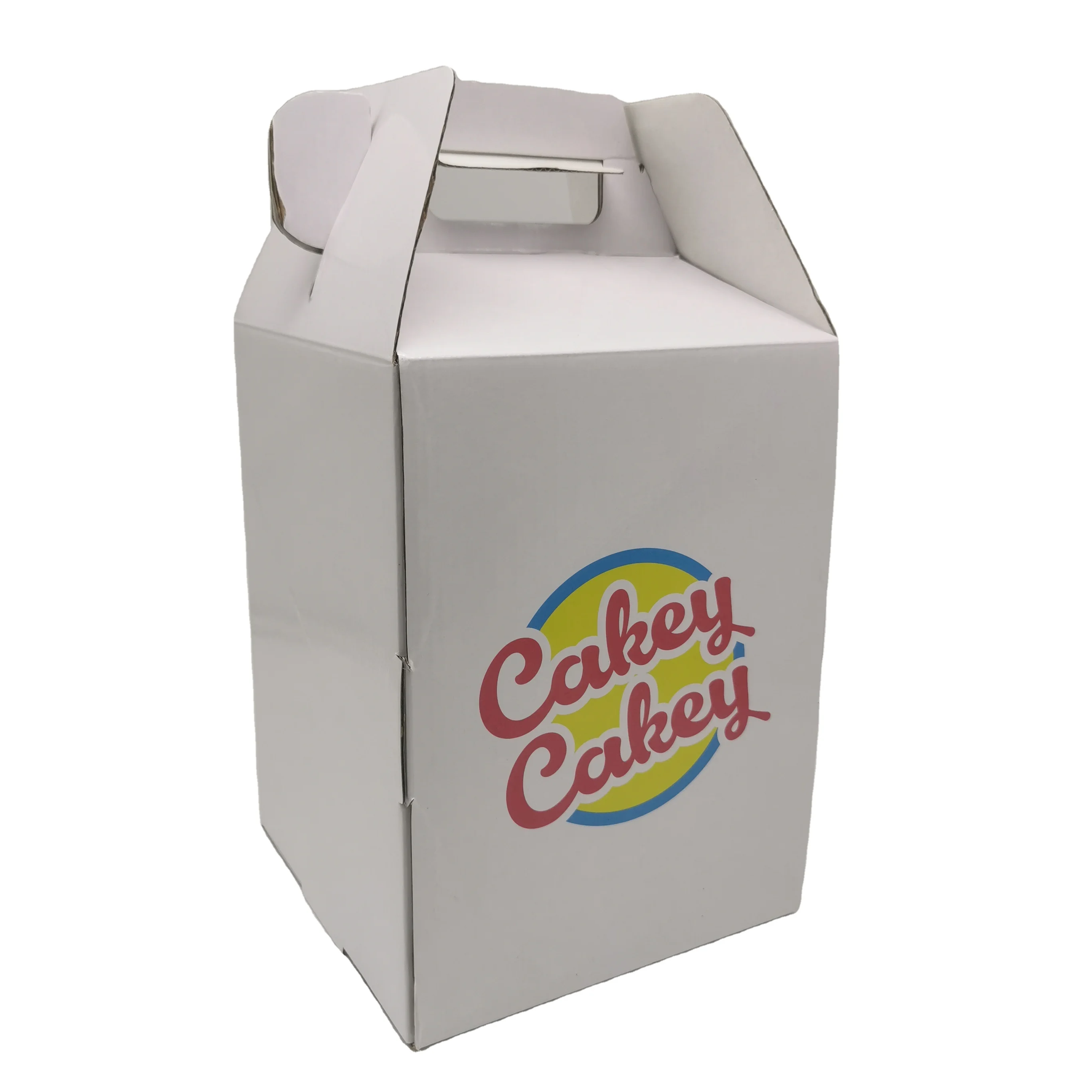 factory wholesale corrugated paper custom tall cake box with handle