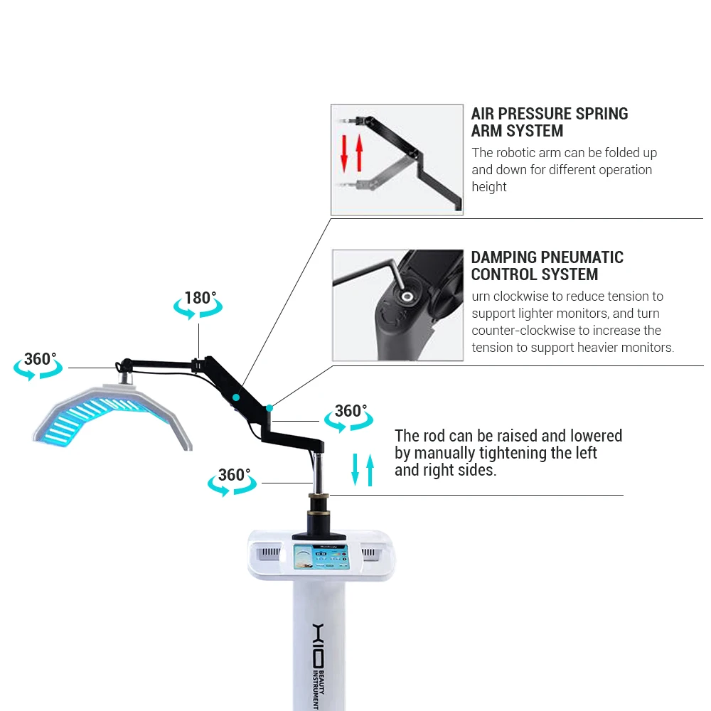 Professional 7 color led pdt 273pcs lamp 360 adjustable rob red led face light therapy facial machine