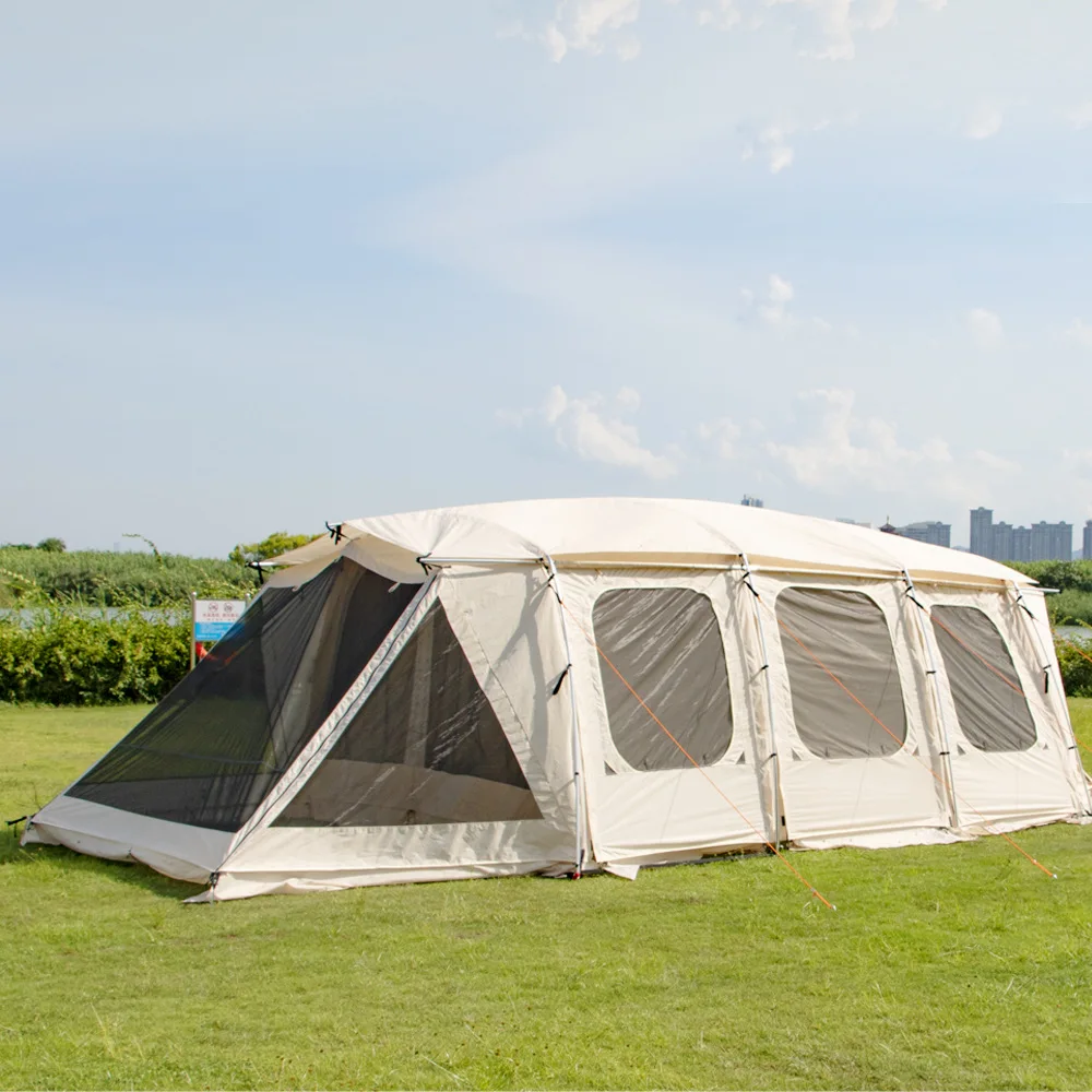 Outdoor climbing picnic tent camping house waterproof  cotton speed tower Four Pole Tunnel oversized cube tent