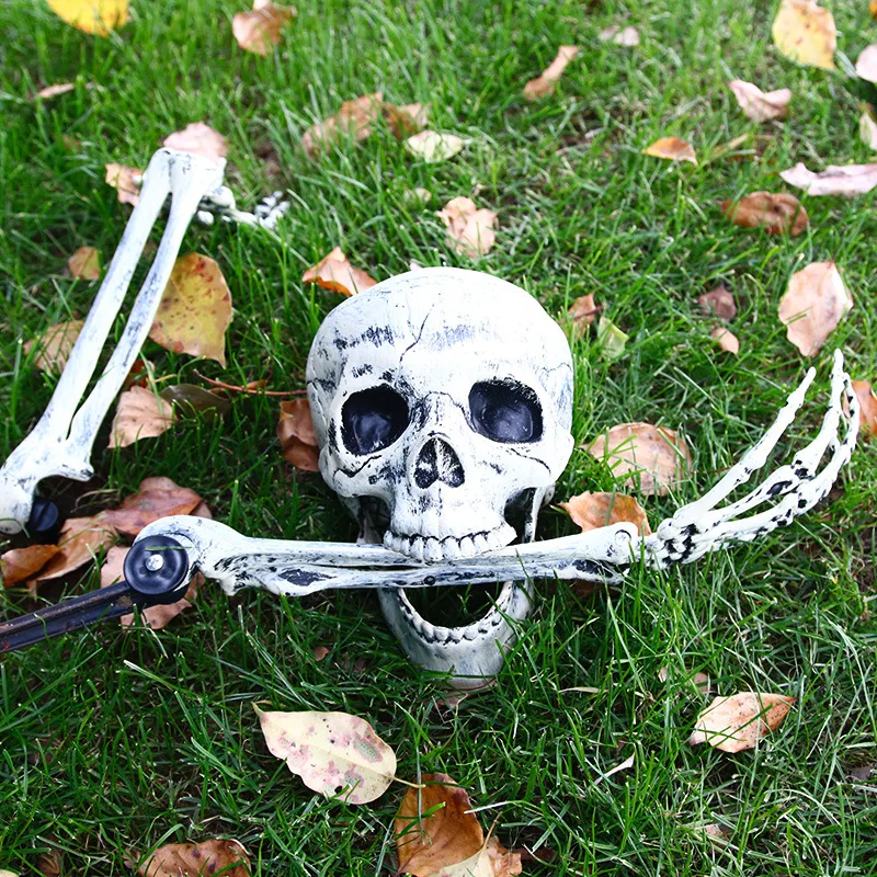 Plastic Halloween Skeleton Decor Props with Movable Joints Spooky Bones for Graveyard Ground Decor Unique New Design