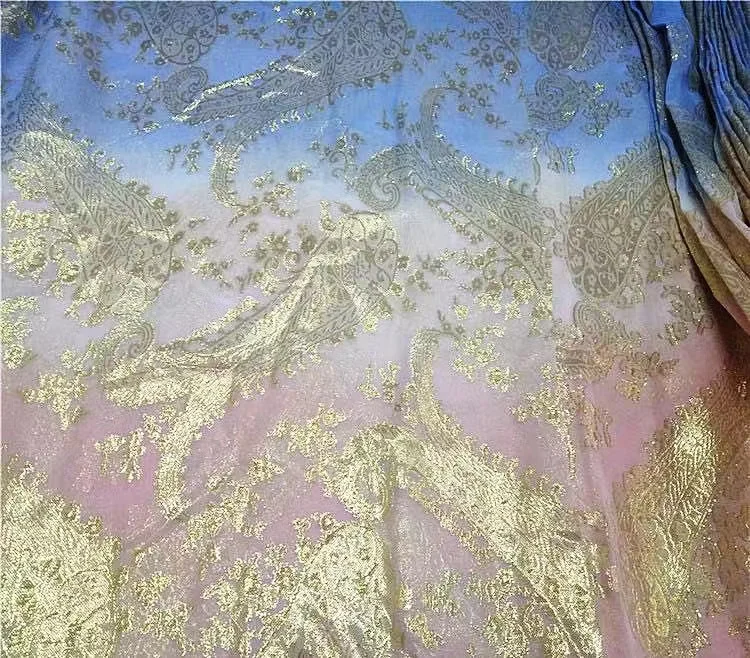 Silk Metallic Lurex fabric width 138cm ombra dyeing fabric silk jacquard lurex fabric