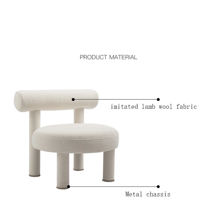 Современный дизайн мебель для гостиной имитация овечьей шерсти белый стул отдыха акцент одноместный диван