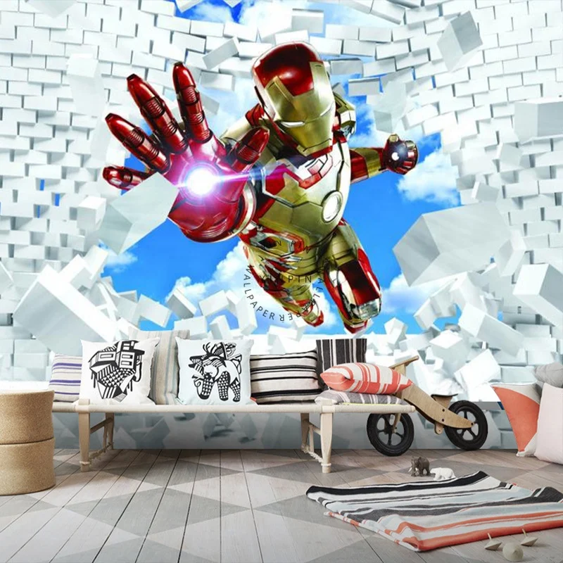 Cartoon Superhero Transformers Wall Wallpaper for Living Room