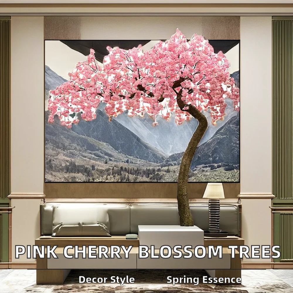 Artificial Cherry Blossom Trees Small Decorative Plastic Flowers for Christmas Style Plant Pattern