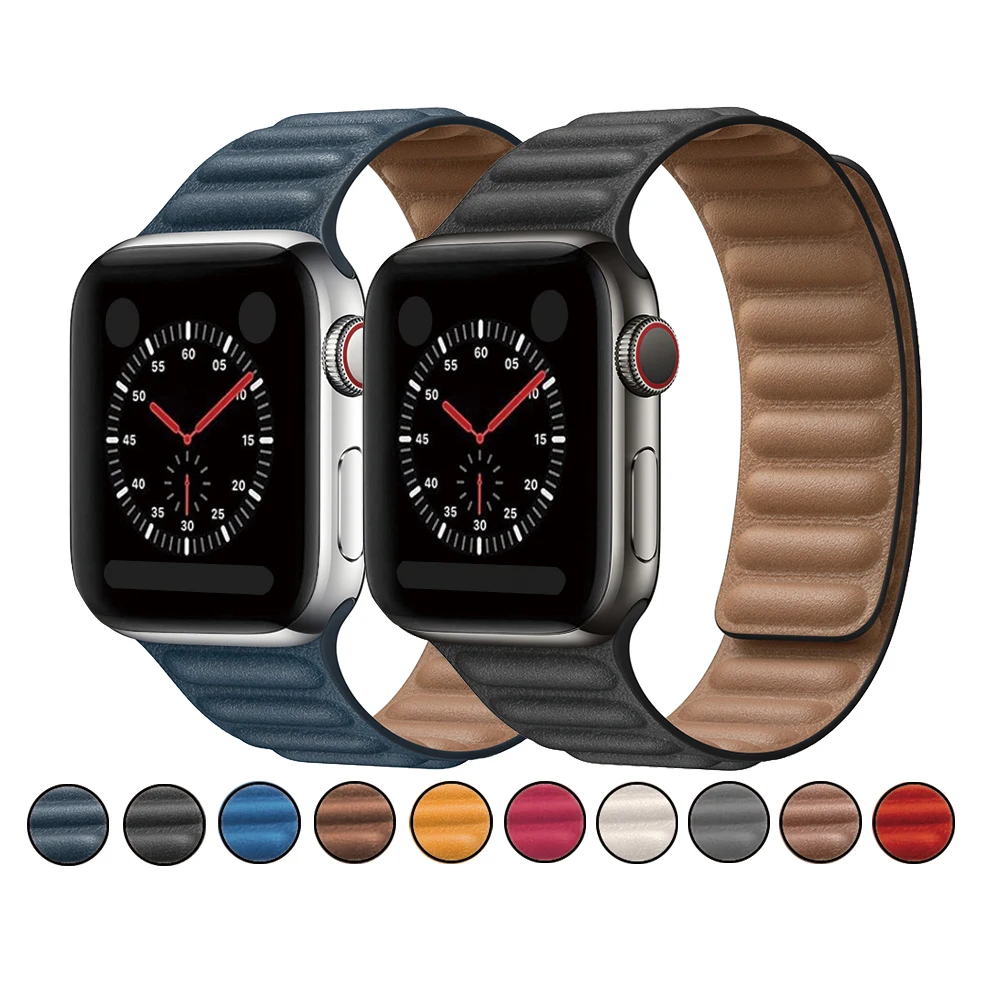 Ремешок кожаный для Apple iWatch 42 мм 44 магнитный соло-браслет оригинальный браслет 7 41