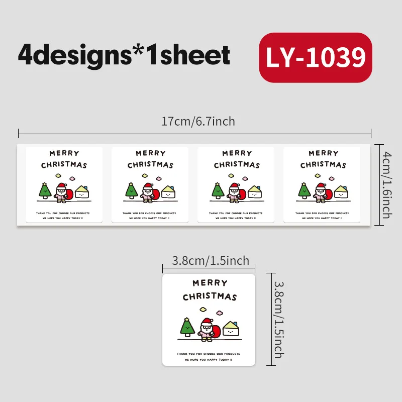 Low MOQ 3.8cm/1.5inch Custom Christmas Sticker Cheap Shipping Printed Label Present Sealing Round Sticker for Gift Decoration