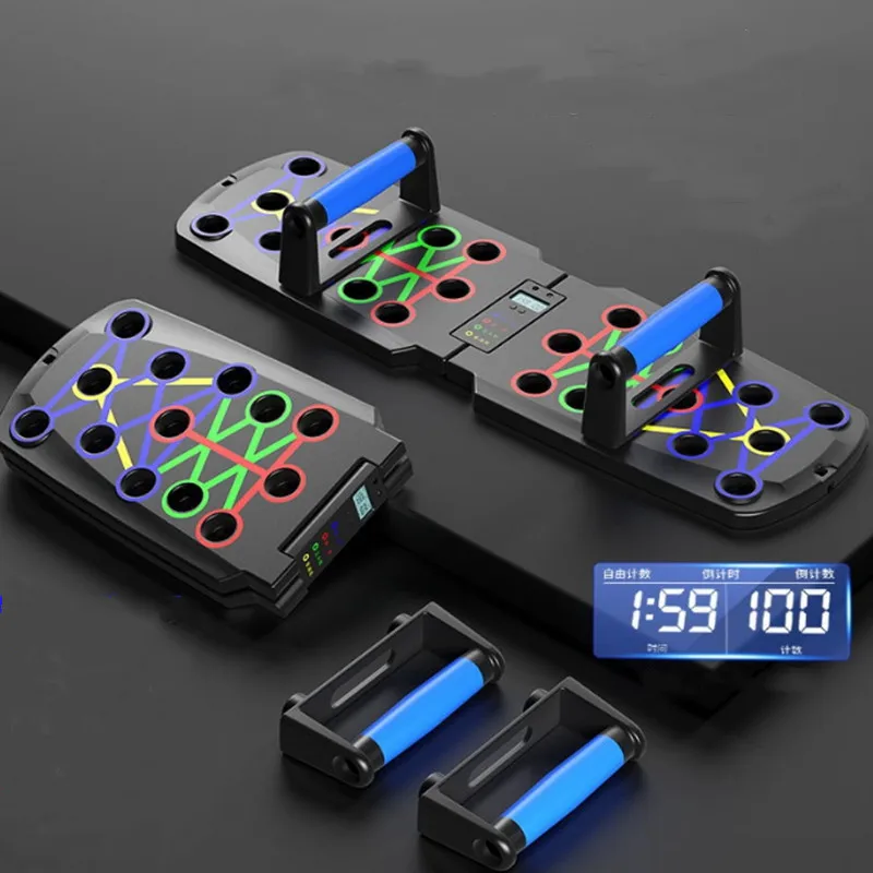 Factory Cheap ABS folding 14 in 1 push up board with resistance bands