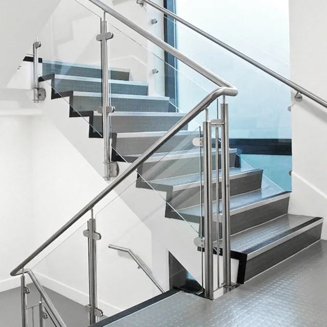 Modern stainless steel glass railing for stairs/ stainless steel stair handrail manufacturer