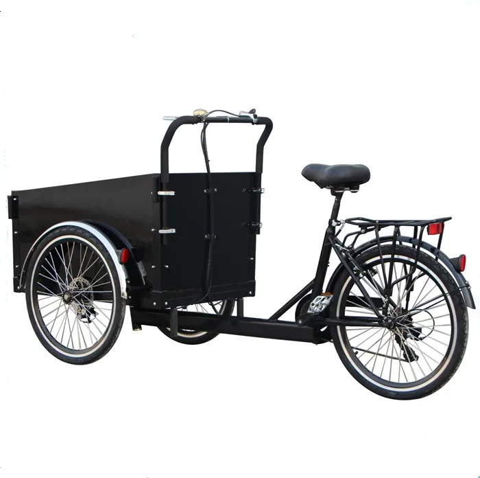 Black Color Dutch Cargo Bike 250W Electric Cargo Tricycle