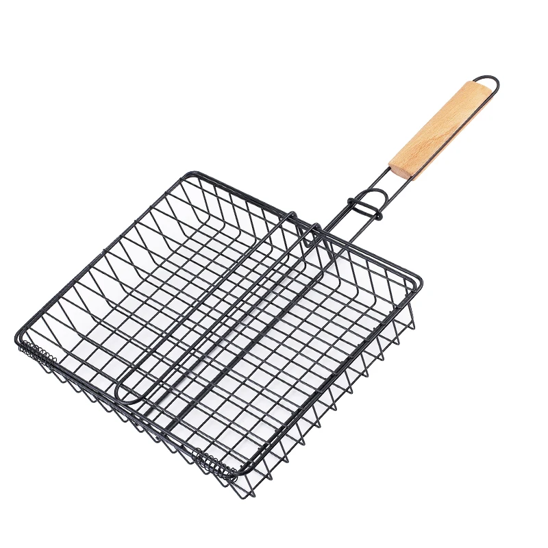 
Barbecue Grill Basket with removable Handle Perfect for Grilling Hamburger Vegetables Fish and Outdoor Campfire 