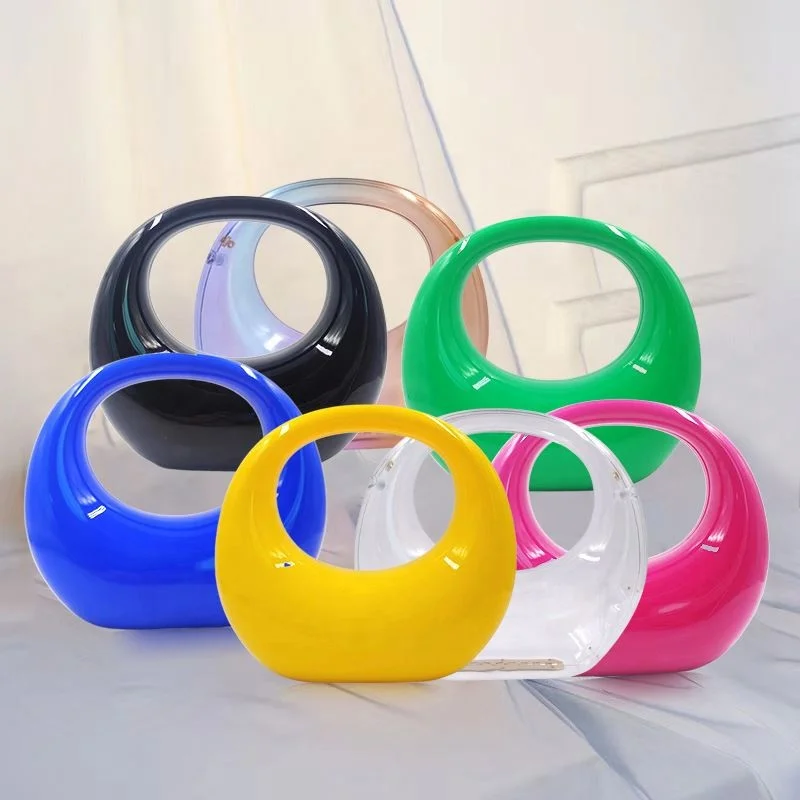 Women Creative Luxury Acrylic Clutch Bag Transparent Half Moon Evening Party Handbag Clutch Purse