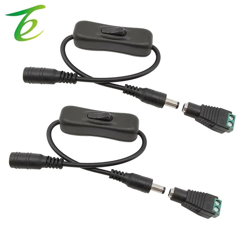 304 Switch Inline Toggle Rocker on Off 5.5x2.1mm Male to Female DC Power Cable Connector with