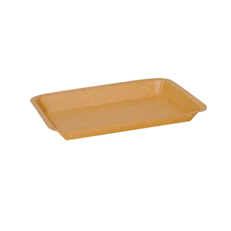 Food grade kraft paper disposable snack hotdog street food plate trays