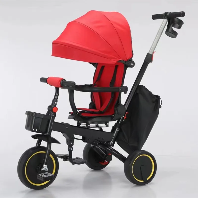 2024 hot sale baby tricycle can folding with push bar CE certificate children kids cycle baby carrier 3 wheel