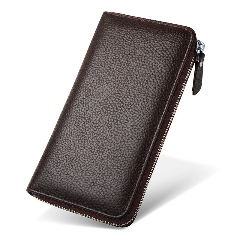 Genuine Leather Mens Wallet Leather Wallets Card Phone Holder Wallet High-end Man Clutch Bag