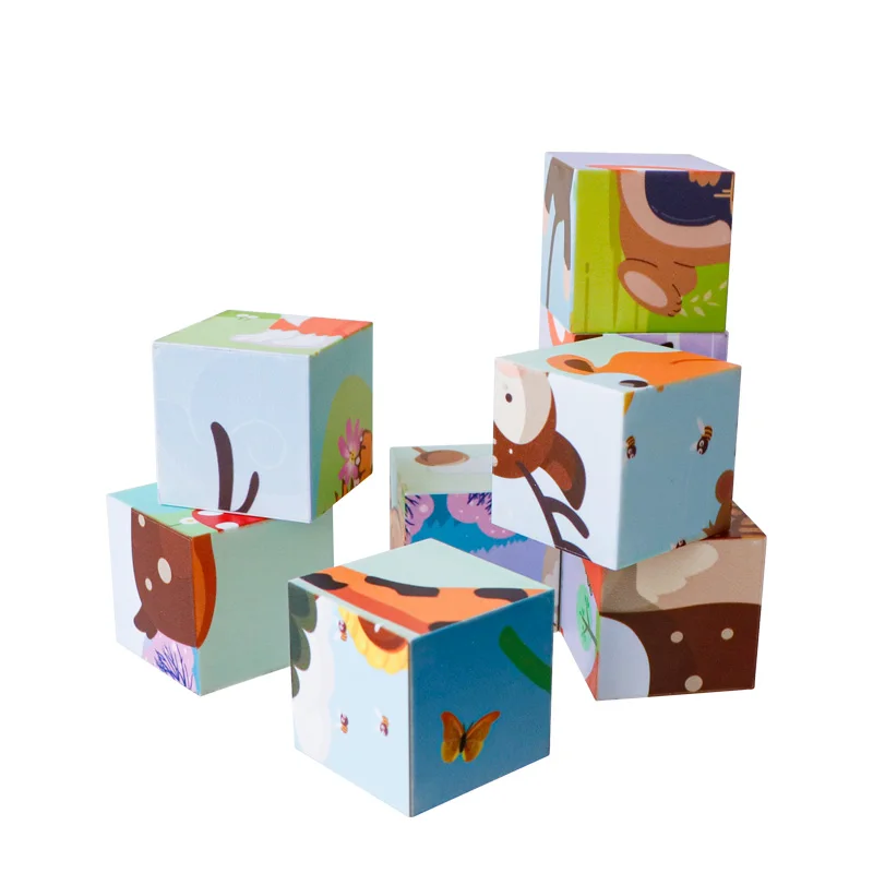 
Cube puzzle wooden pattern blocks animal matching jigsaw puzzle for wholesale  (1600197223991)