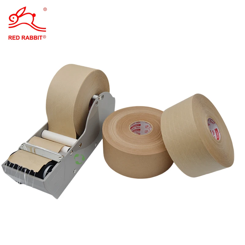 Eco friendly and biodegradable custom logo gummed tape water activate kraft paper tape self adhesive kraft sealing tape