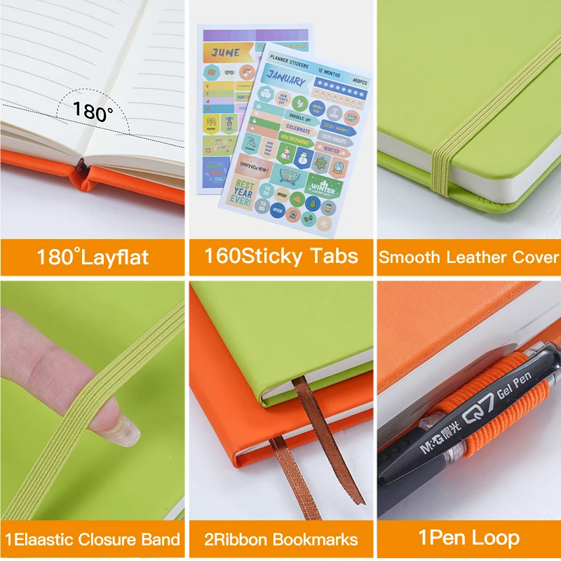 Custom logo Business Cheap promotion Pu Weekly Monthly yearly Diary Journal planner leather Agenda cover A5 notebook with lines