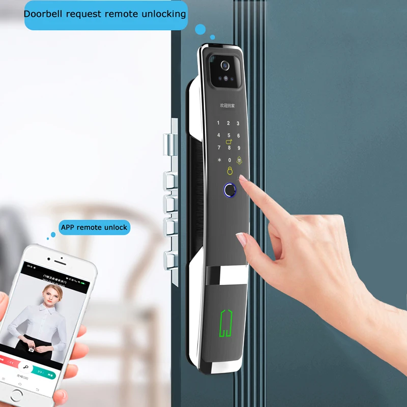 New Style Full Automatic Intelligent Locks 3D Facial Recognition Fingerprint Smart Locks with Camera Tuya wifi For Gate
