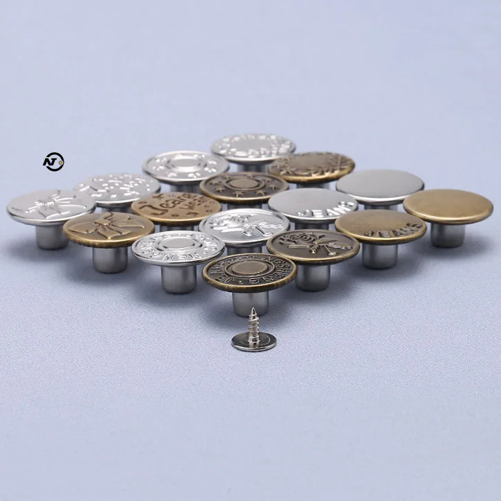 Customized Hand sew Buttons Screw Rivets Metal Jean Buttons For Clothes