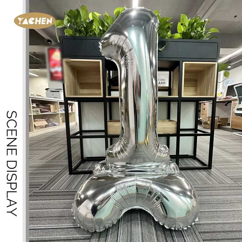 YACHEN Happy Birthday New Year Party Decoration Self Standing Big Giant Gold Silver Helium Foil Number Balloons 50 Inch