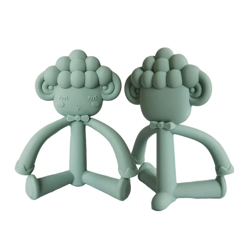 New Product BPA Free Sensory Teething Chewing Girl Sheep Shapes Food Grade Silicone Baby Teether Toys