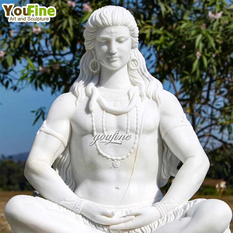 Custom Large Size Outdoor Religious Natural Stone White Marble Lord Shiva Statue Sculpture