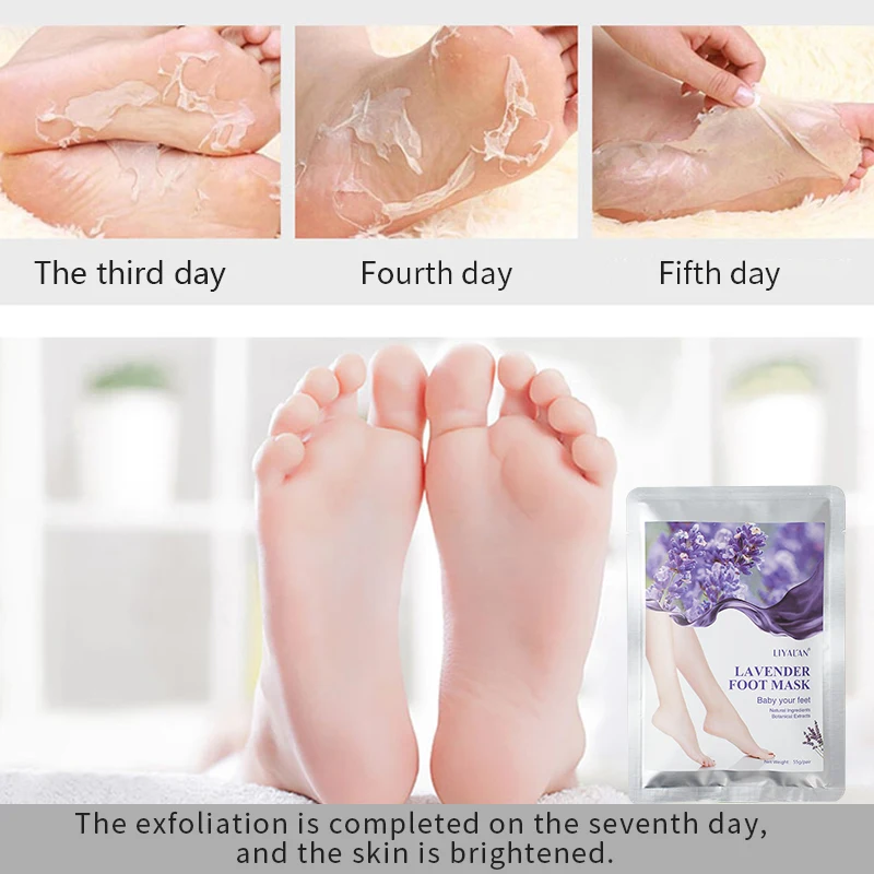 Boxed Pack(2 pairs) feet peel mask High effective Pure Natural Lavender Collagen Feet Care feet warmer exfoliating foot mask