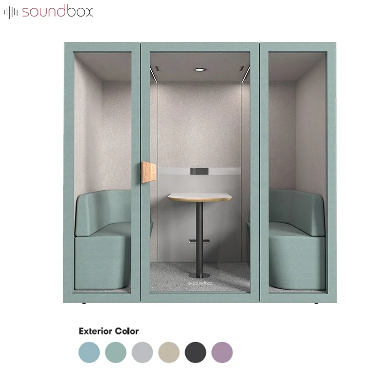 Four Seat Working Office Soundproof Booth Noise Reduction Office Silence Pod Telephone Office Soundproof Pod