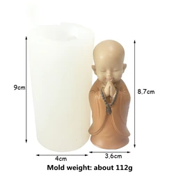 Buddha Car Decoration Office Tea Table Decoration Mould  Zen Figure  Little Shami Monk Silicone Candle Mold