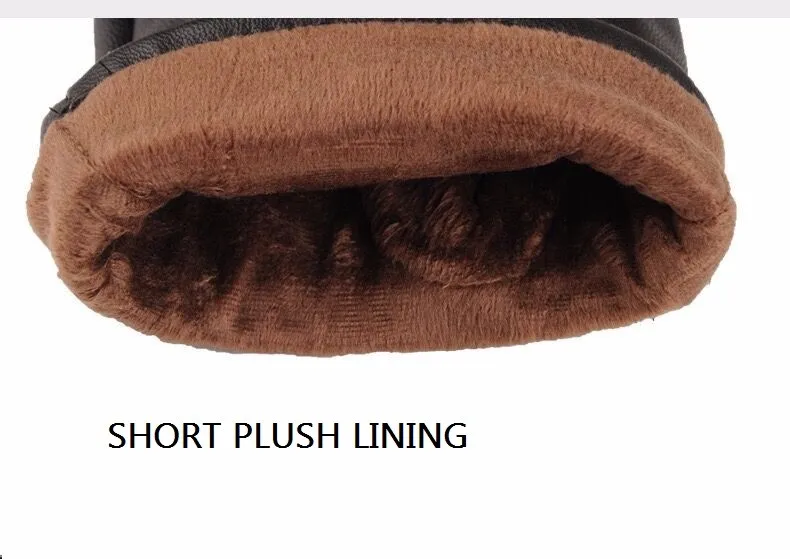 basic men winter waterproof touch screen pu leather mittens with plush lining