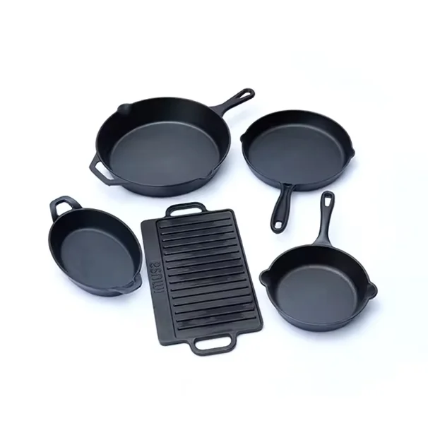 Professional Pre Seasond Cast Iron Pots and Pans 7 Pcs Outdoor Camping Cookware Sets Manufacturer Metal Minimalist Sustainable