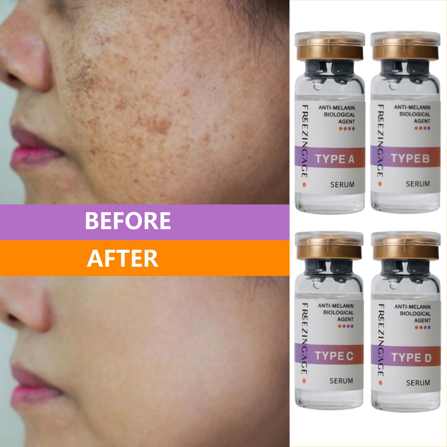 Factory sale vitamin c collagen glass ampoule for face Anti aging Brightening skin care  serum