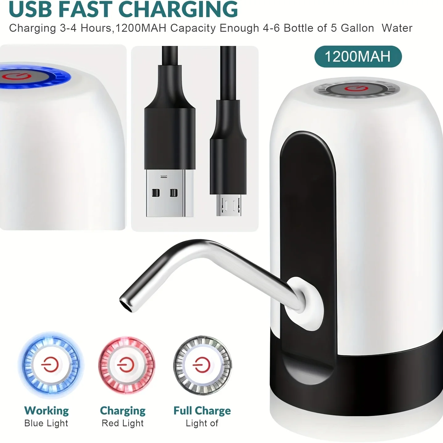 Usb 20 литров 5 галлонов пластиковые бутилированная мгновенная холодная питьевая вода мини Электрический автоматический портативный насос дозаторы воды