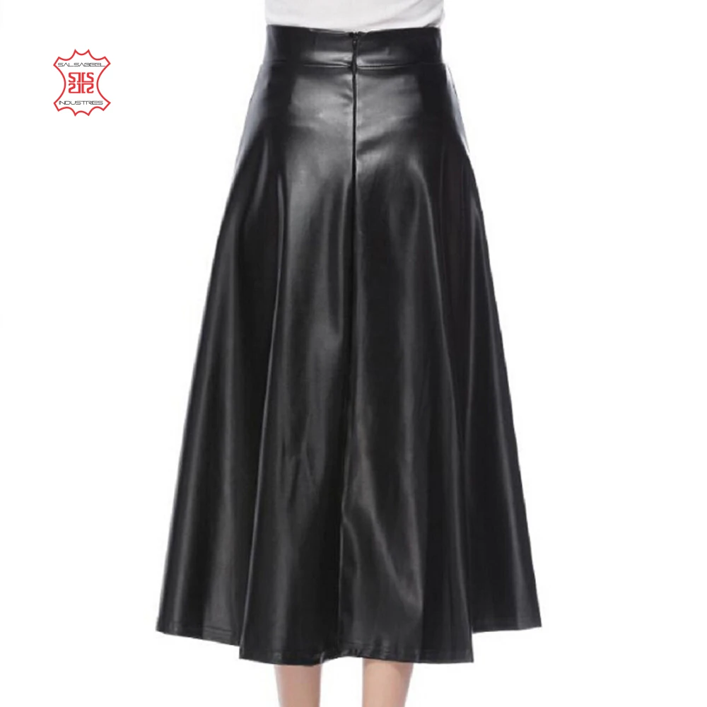 
2020 wholesale high quality custom design women plain long leather long skirt 