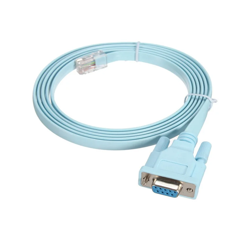 Blue Flat 8P8C to RS232 to RJ45 Console Cable for Cisco Huawei Routers Configuration Lead Serial Communication Wire