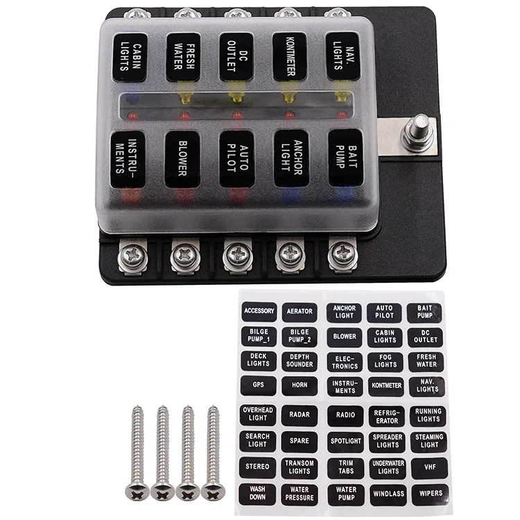 Keto 10 way ATC/ATO Blade fuse holder box for auto marine
