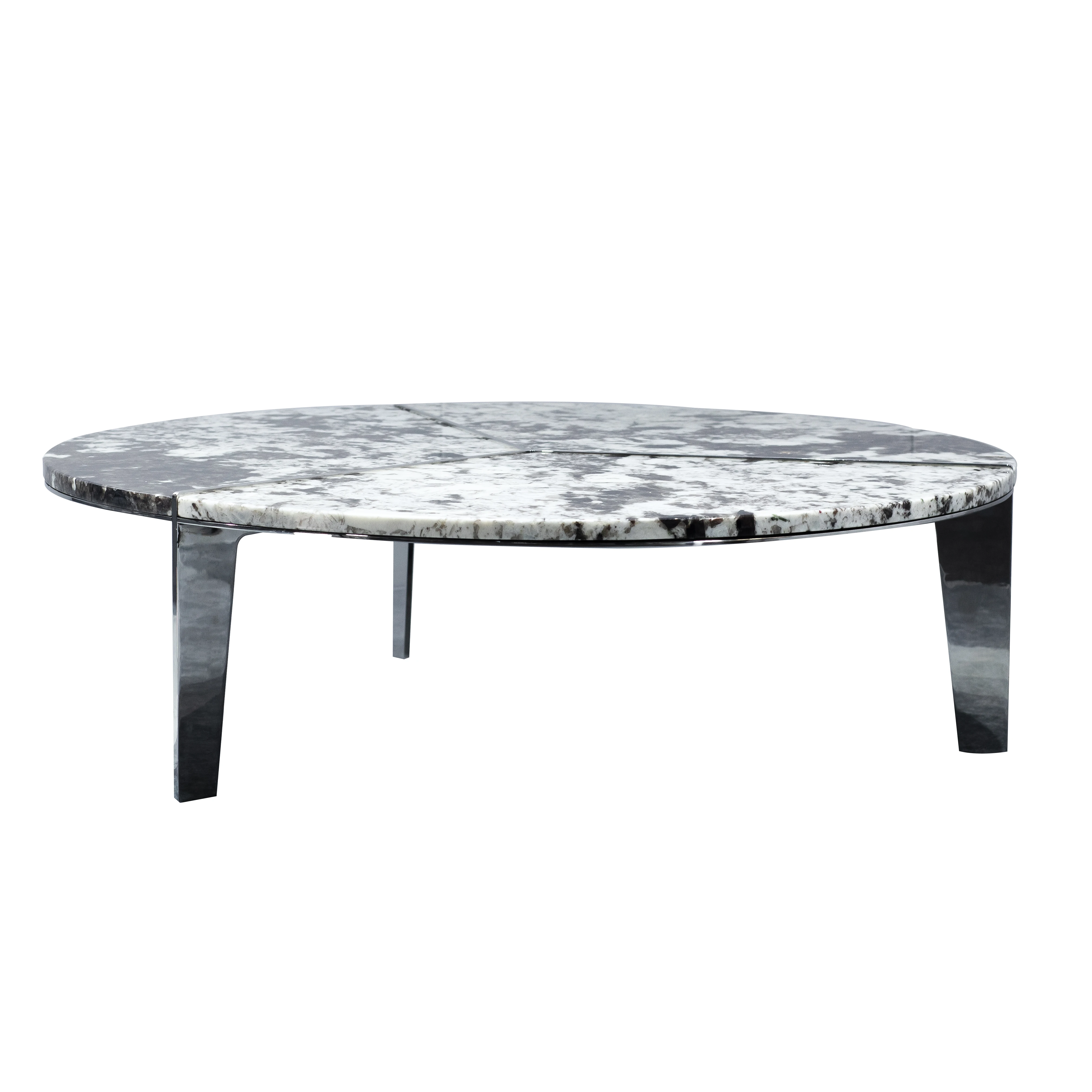 Italian Marble Top Side Dining Table White Coffee Table Set Round Big Metal Base Nature Marble Silver Coffee Tables