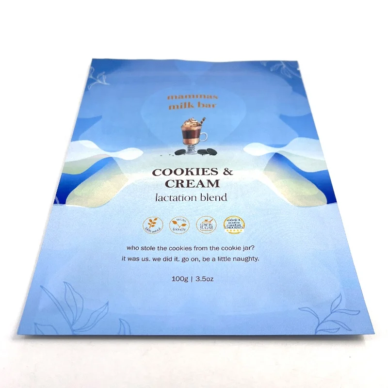 Custom Print 2.5oz 3.5oz Three Side Seal Zip lock Bag  For Food Snack Cookie Sugar Packaging Bag