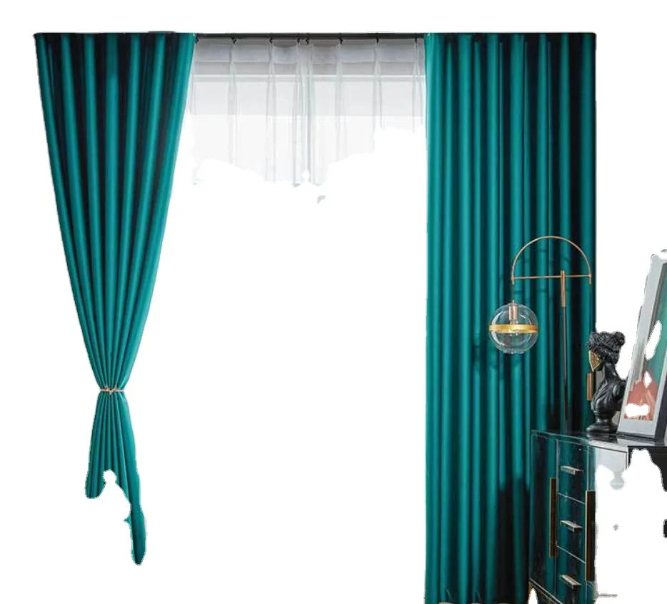Hotel curtain finished tribute brocade silk living room sun curtain insulation high density office full blackout curtain