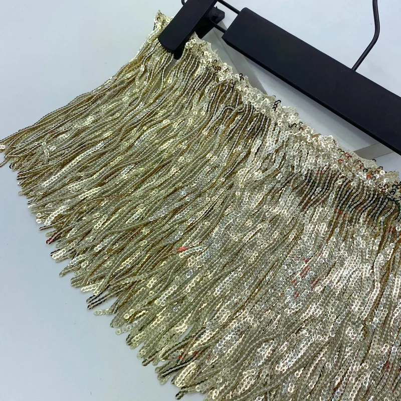 17cm Custom Sequin Tassel Decorative Fringe Trim Metallic Tinsel Sequin Fringe Tassels Beaded Fringe
