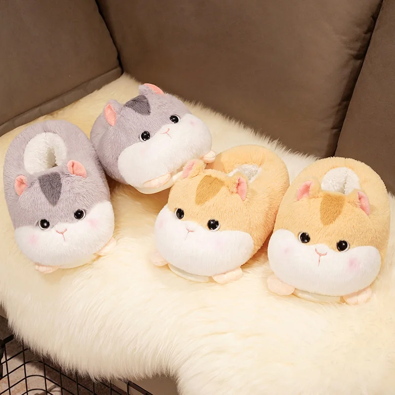 Stuffed Hamster Plush Slippers Wholesale Animal Shaped Slippers Hamster Winter Warm Shoes Custom Hamster Plush Slippers