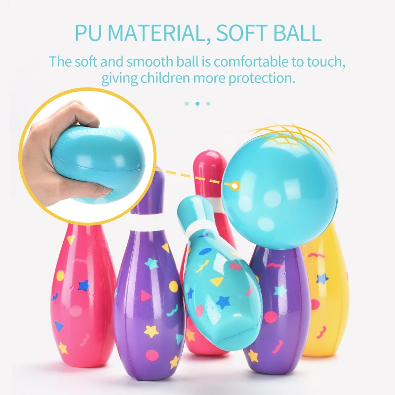 Asian Youth Game souvenir Kids soft 6 bowling pin set toy with 2 balls